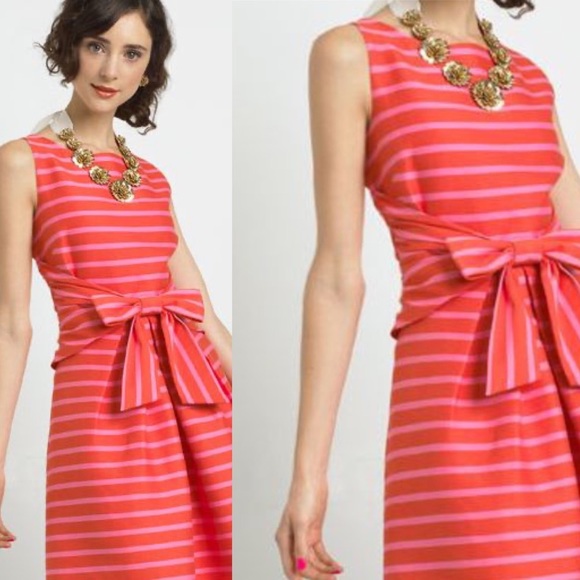 Kate Spade Front Bow Striped Sleeveless Dress